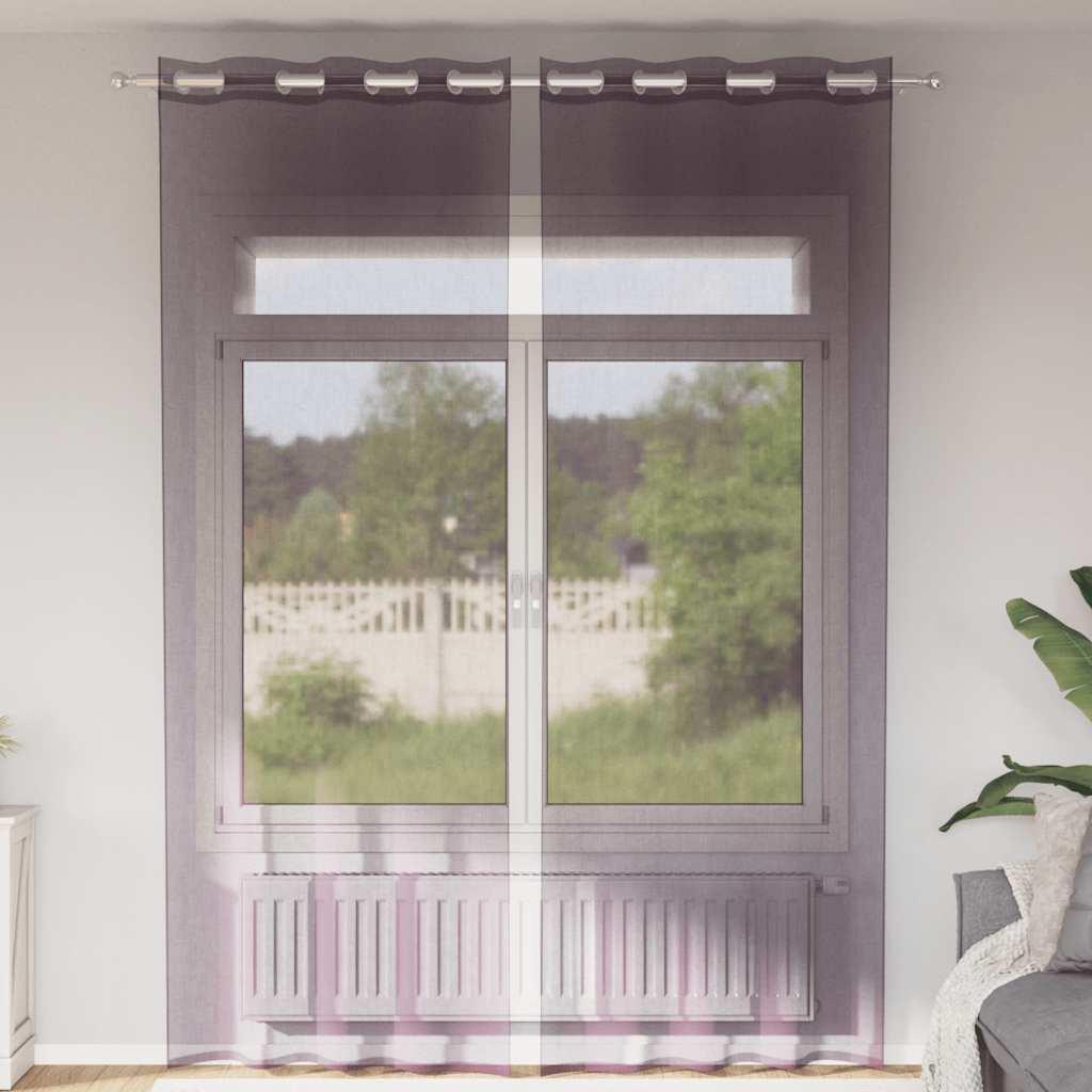 Voile-gardiner med øskner 2 stk. 140x260 cm lilla