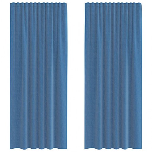 Voile-gardiner med løkker 2 stk. 140×245 cm - kongeblå