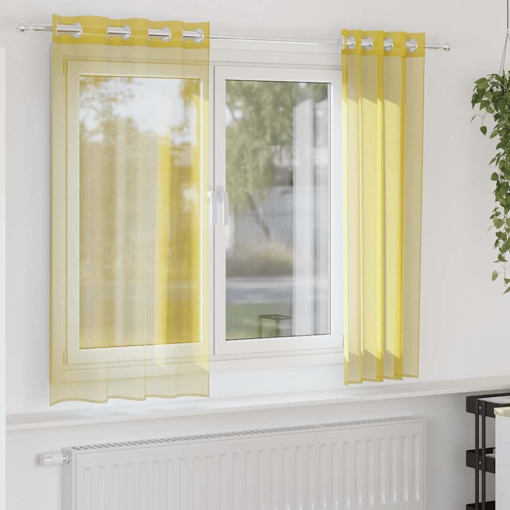 Voile-gardiner med øskner 2 stk. gul
