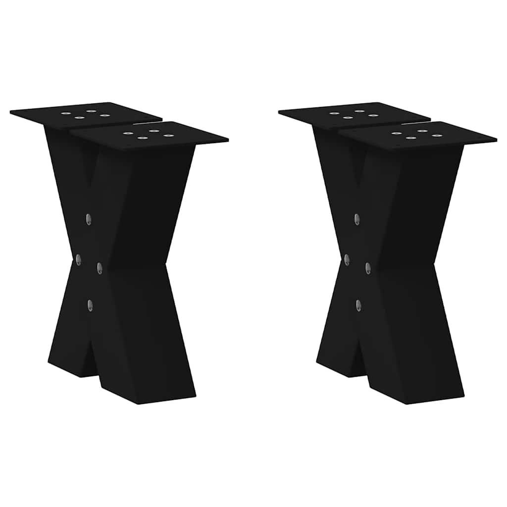 Sofabordsben X-formet 2 stk. sort 40x(30-31) cm stål