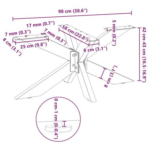 Sofabordben edderkopform 98x58x(42-43) cm stål sort