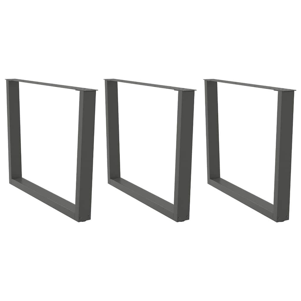 Spisebordsben V-formet 3 stk. antracit 100x(72-73,3) cm stål