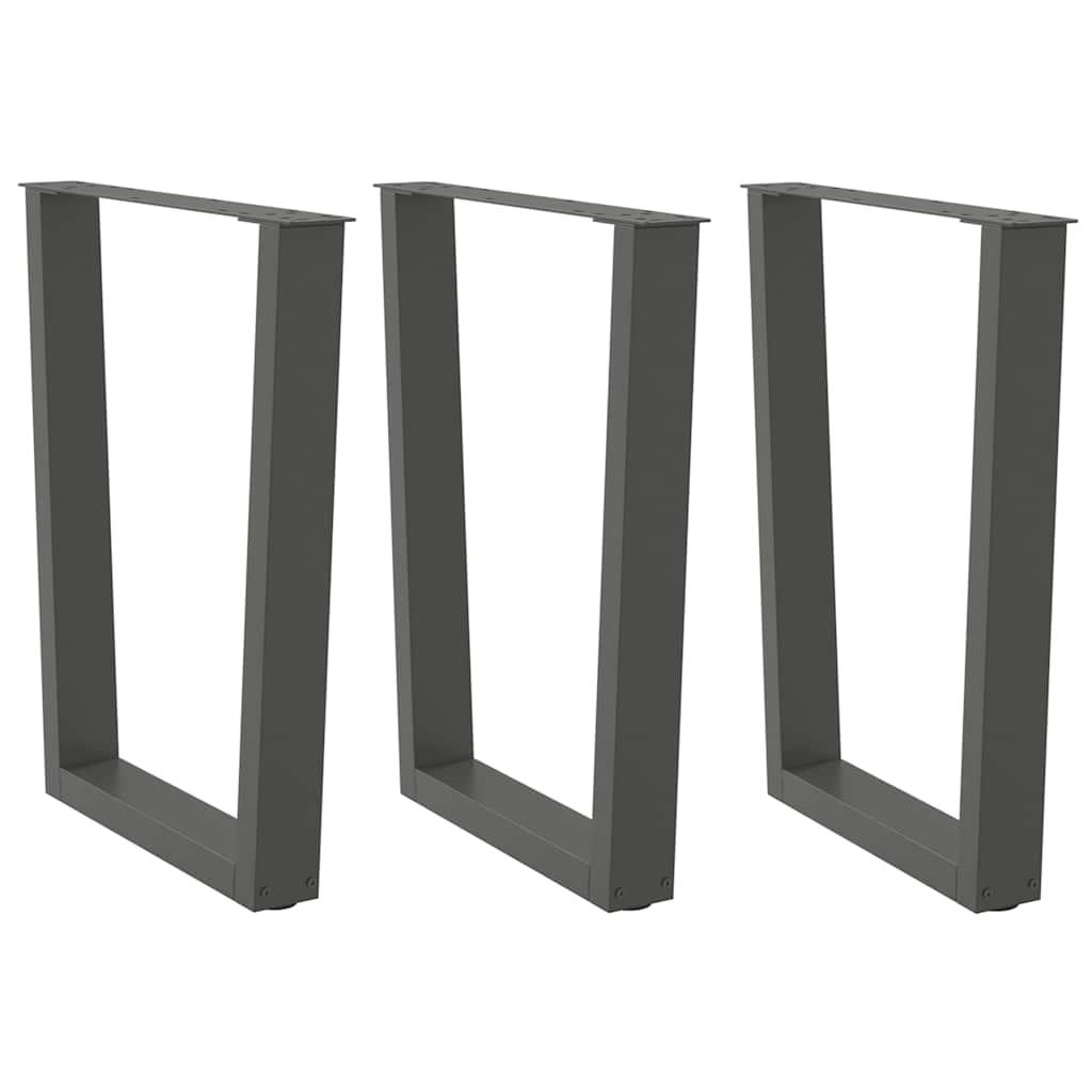 Spisebordsben V-formet 3 stk. antracit 70 x (72-73,3) cm stål