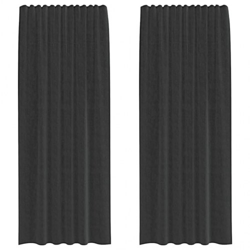 Voile-gardiner med fane i toppen 2 stk. - sort 140×225 cm