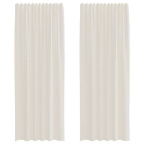 Voile-gardiner med fane i toppen, 2 stk. - cremefarvet, 140 × 260 cm