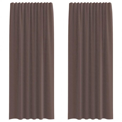 Voile-gardiner med fane i toppen, 2 stk. - brun, 140 × 245 cm