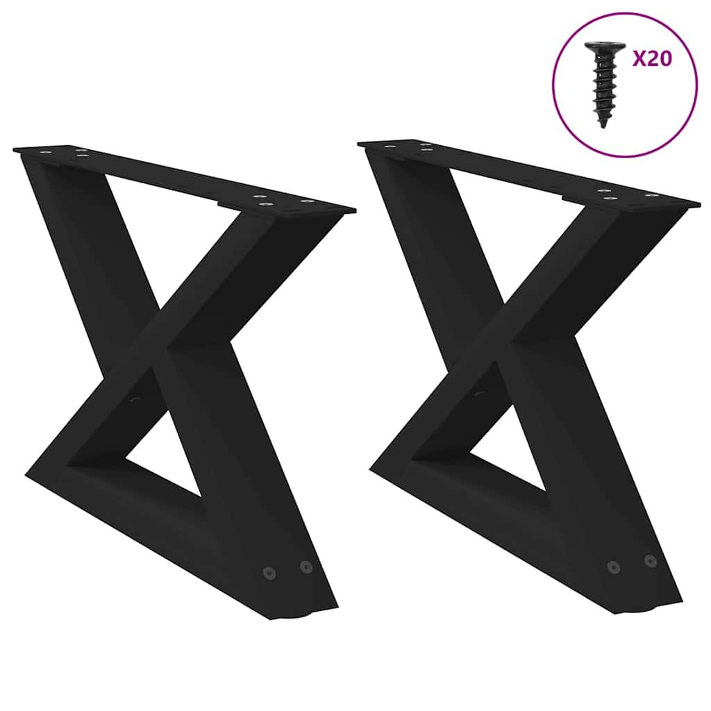 Sofabordsben 2 stk. sort 60 x (30-31,3) cm i stål