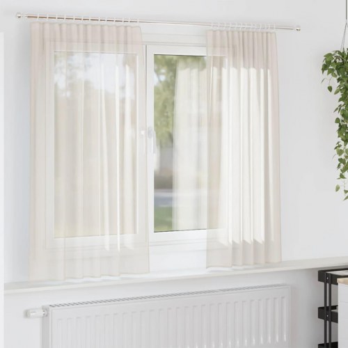 Voile-gardiner med fane i toppen, 2 stk. - creme, 140 × 140 cm