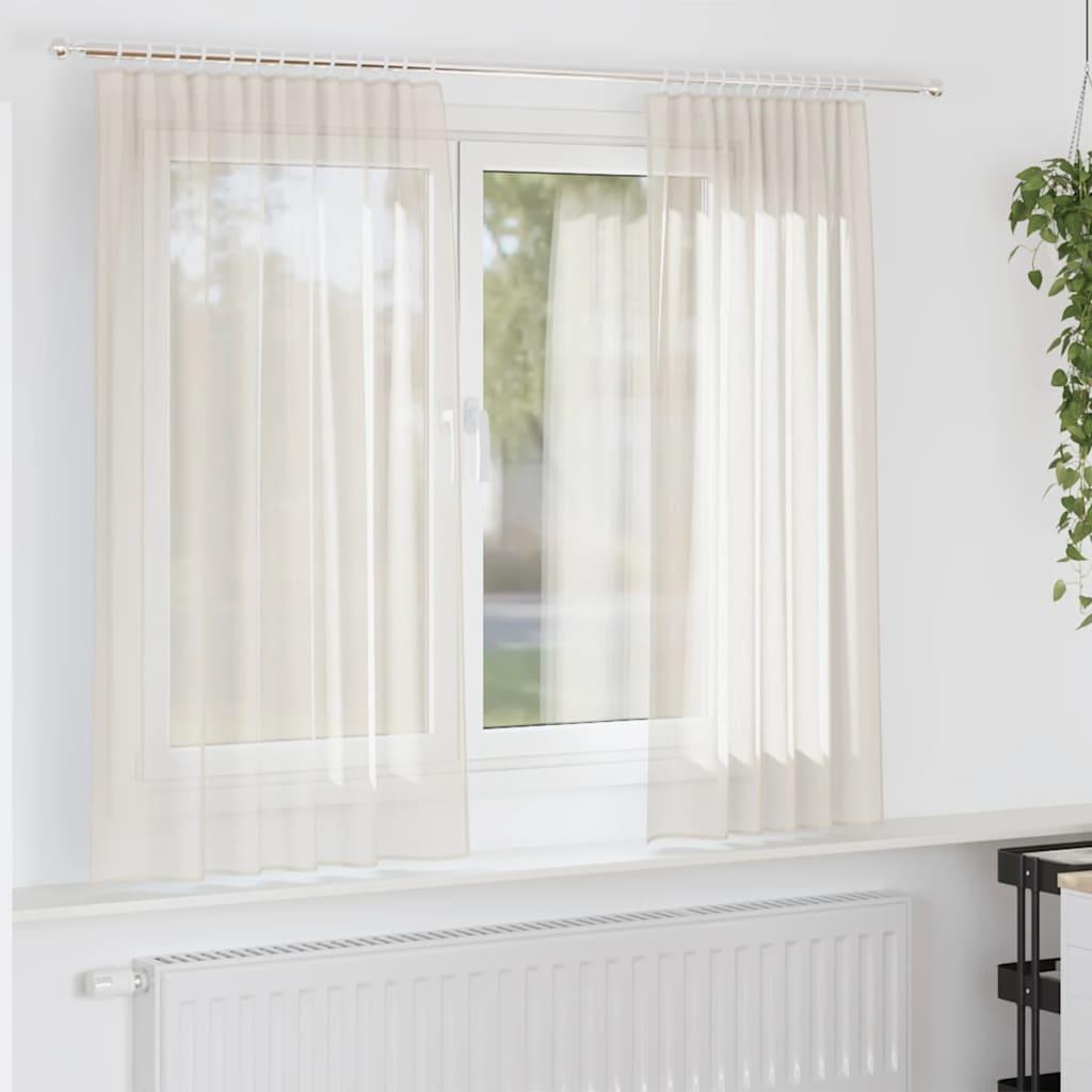 Voile-gardiner med fane i toppen 2 stk. cremefarvet