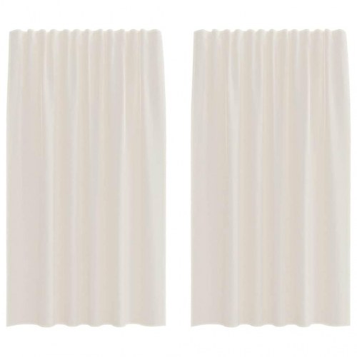Voile-gardiner med fane i toppen, 2 stk. - creme, 140 × 140 cm