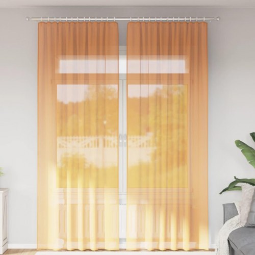 Voile-gardiner med løkker 2 stk. 140×260 cm - orange