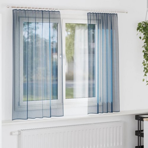 Voile-gardiner med løkker, 2 stk. - 140 × 175 cm, kongeblå