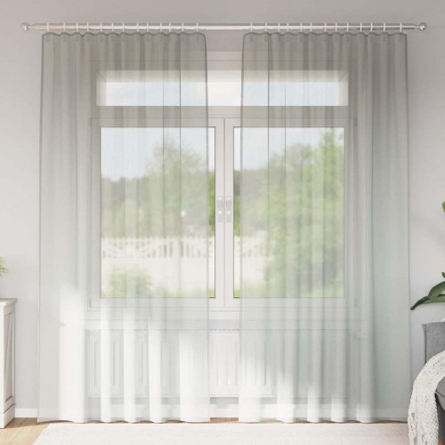 Voile-gardiner med løkker 2 stk. 140×225 cm - lysegrå