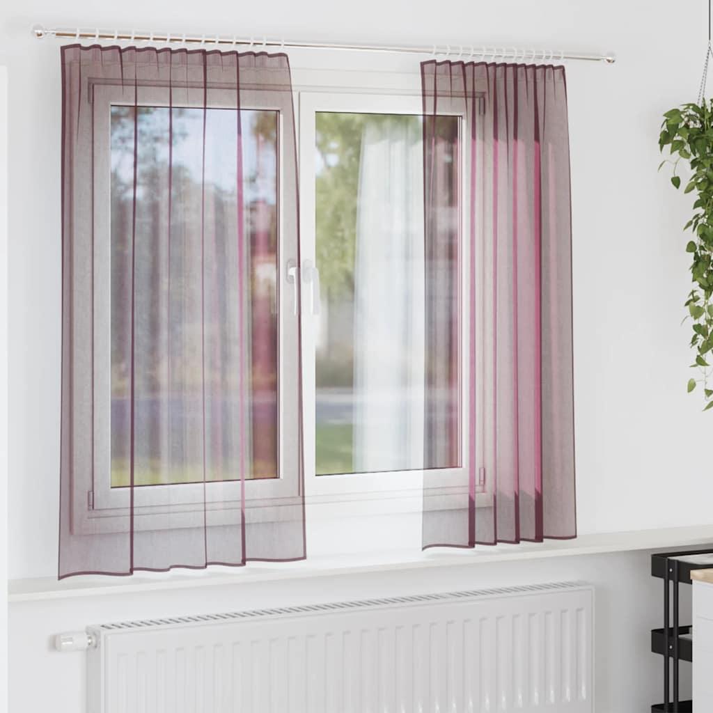 Voile-gardiner med løkker 2 stk. 140x140 cm lilla