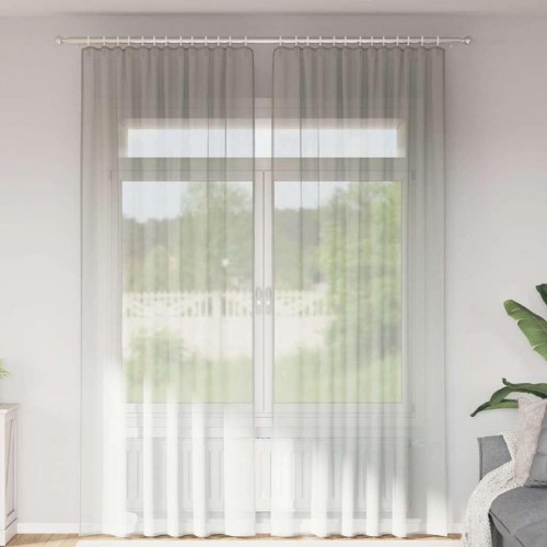 Voile-gardiner med løkker, 2 stk. - 140 × 260 cm, lysegrå