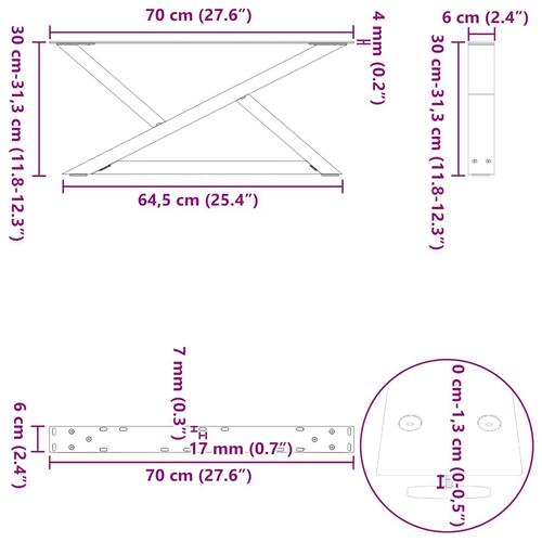 Sofabordben 2 stk Naturstål 70x(30-31,3) cm Stål