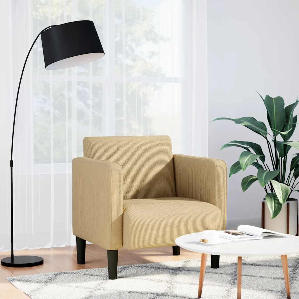 Sofastol Med Armlæn 54 Cm Fløjlsstof Lysegrøn Grå - Lys grågrøn