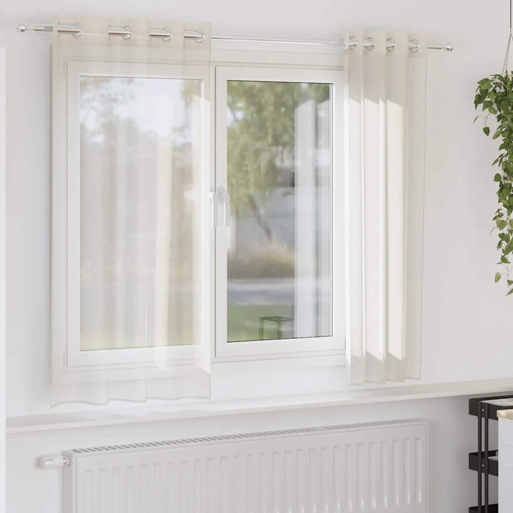 Voile-gardiner med øskner 2 stk. 140x140 cm cremefarvet