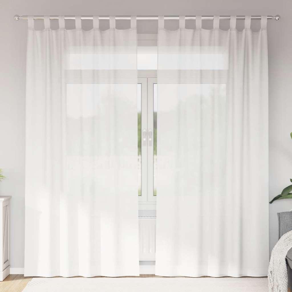 Voile-gardiner med stanglommer 2 stk hvid