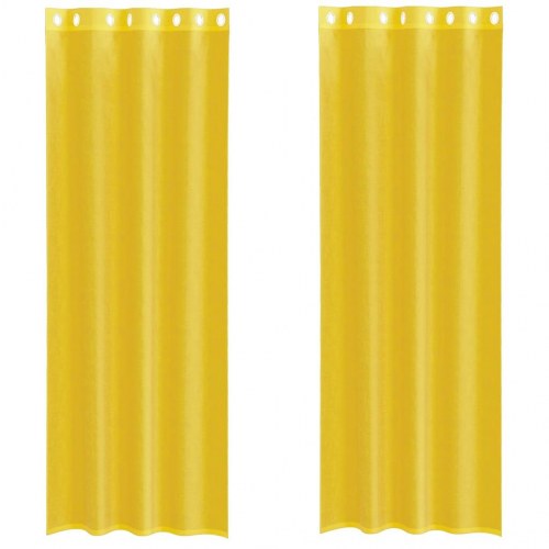 Voile-gardiner med øskner 2 stk. gul