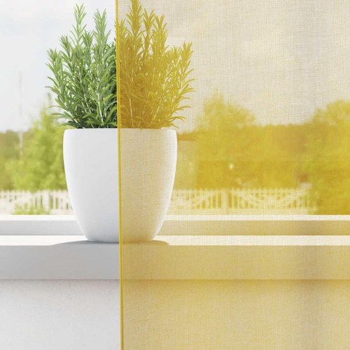 Voile-gardiner med øskner 2 stk. gul