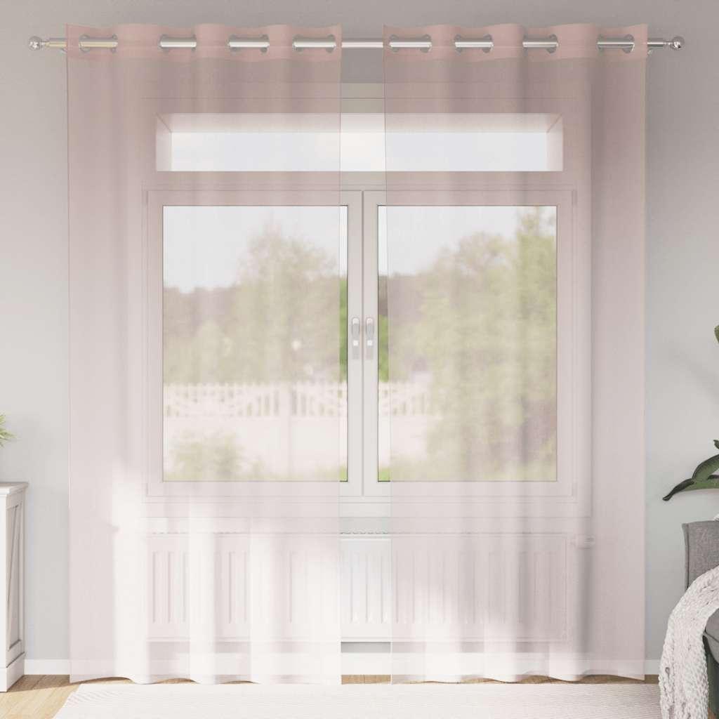 Voile-gardiner med øskner 2 stk. 140x245 cm lyserød