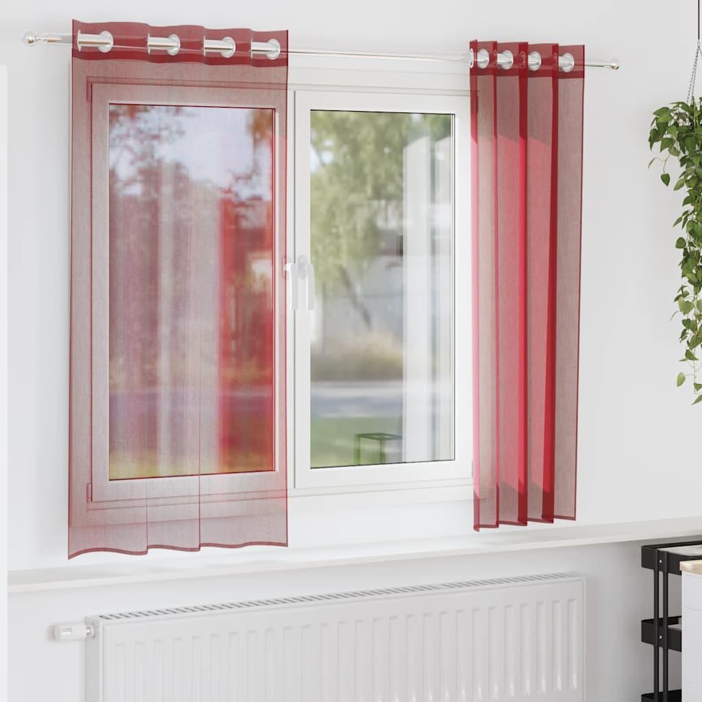 Voile-gardiner med øskner 2 stk. vinrød