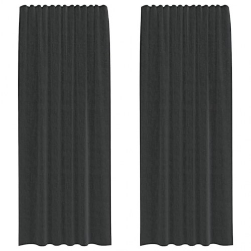Voile-gardiner med fane i toppen, 2 stk. - sort, 140 × 245 cm