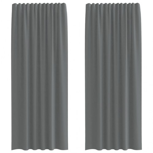 Voile-gardiner med løkker 2 stk. - 140×225 cm, mørkegrå