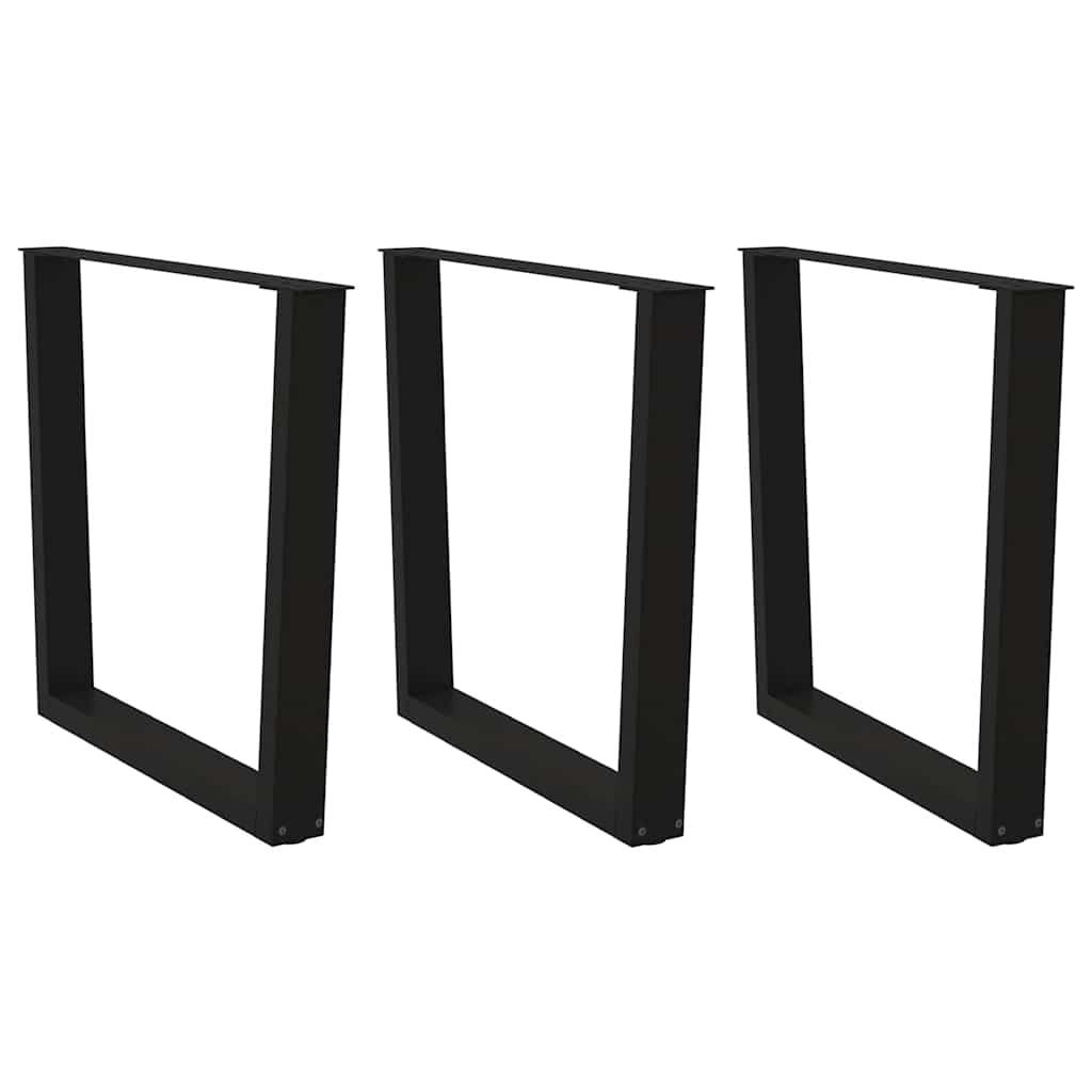 Spisebordben V-formet 3 stk. sort 90 x (72-73,3) cm stål