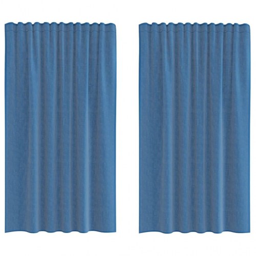 Voile-gardiner med løkker 2 stk. 140×140 cm - kongeblå