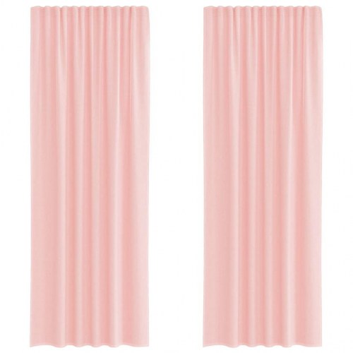Voile-gardiner med løkker, 2 stk., 140×260 cm - lyserød