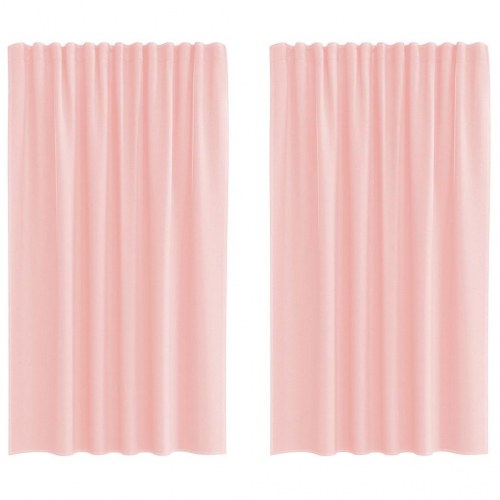 Voile-gardiner med løkker, 2 stk. 140×140 cm - lyserød