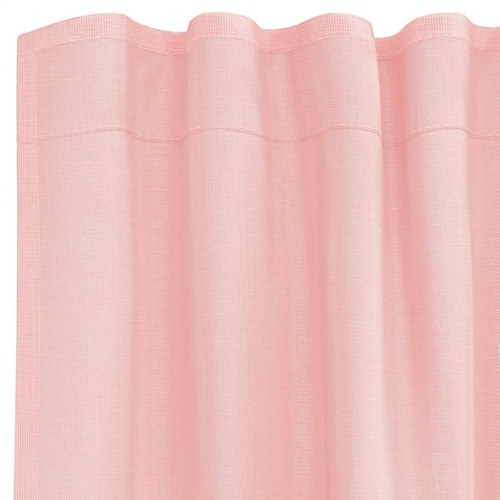 Voile-gardiner med løkker, 2 stk. 140×140 cm - lyserød