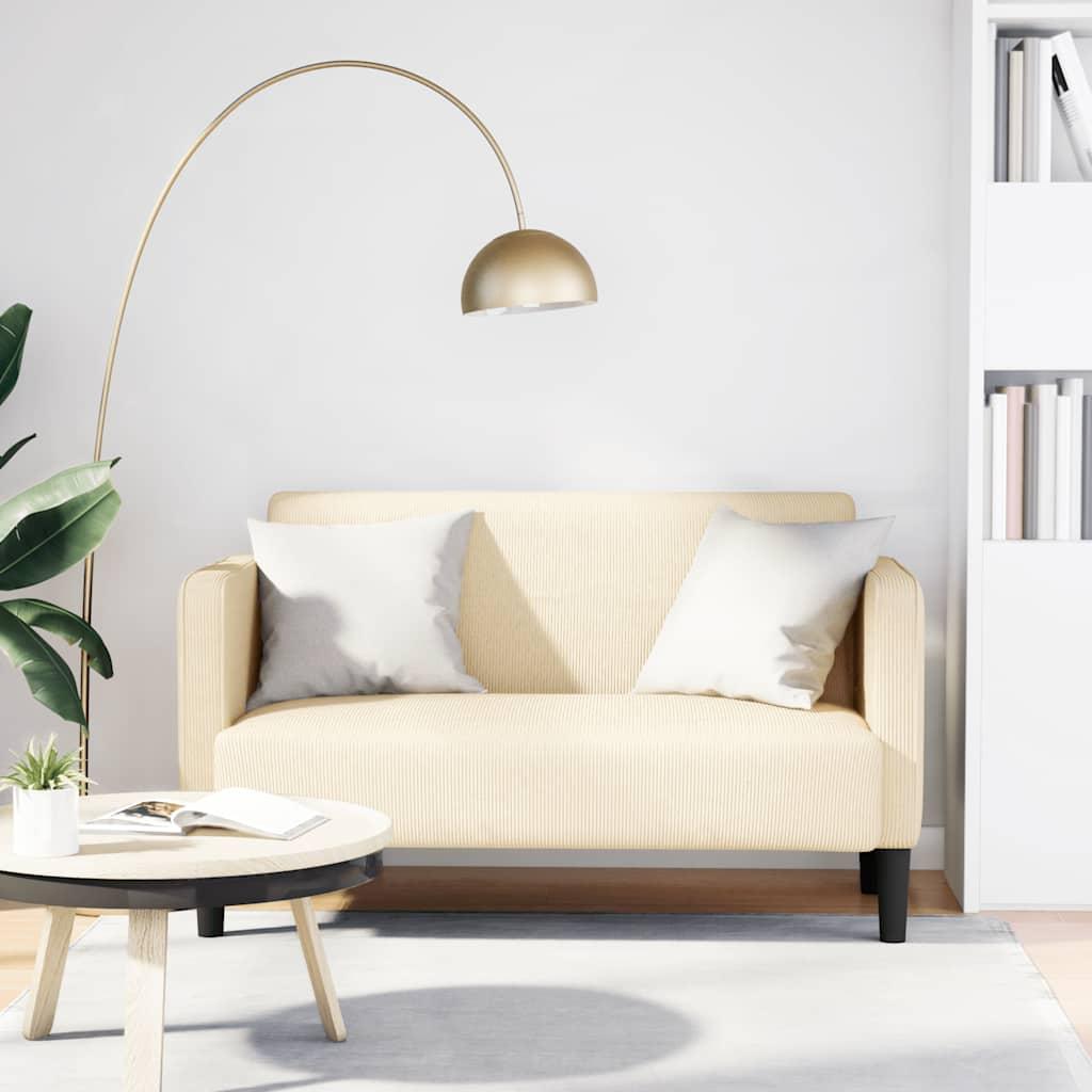 Elskovssofa 109 cm i fløjlsstof - cremefarvet 2-personers sofa
