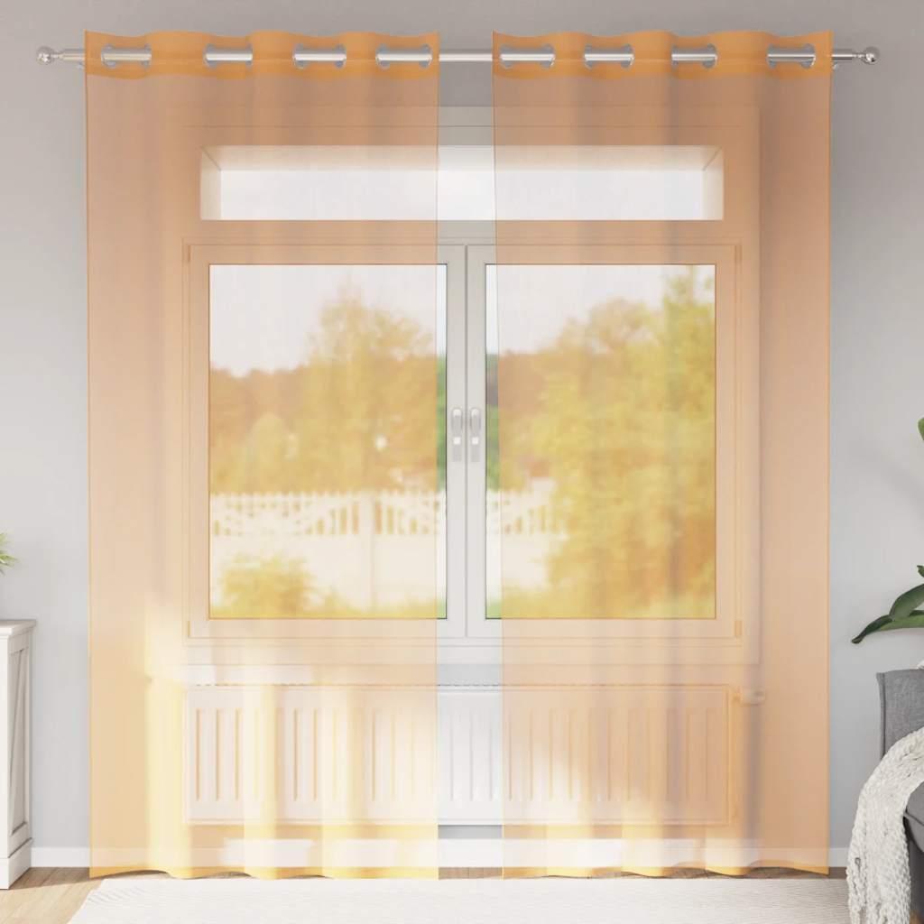 Voile-gardiner med øskner 2 stk. 140x225 cm orange