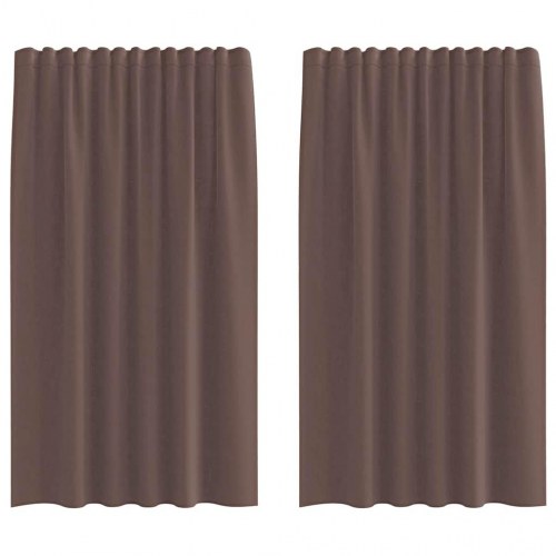 Voile-gardiner med fane i toppen - 2 stk., brun, 140 × 140 cm