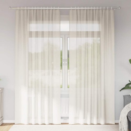 Voilegardiner med fanelukning, 2 stk. - creme, 140 × 225 cm