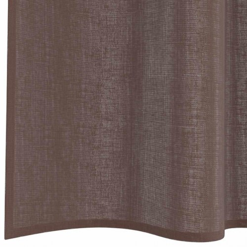 Voile-gardiner med fane i toppen 2 stk - brun 140 x 225 cm
