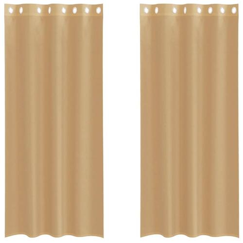 Voile-gardiner med øskner 2 stk. sandfarvet