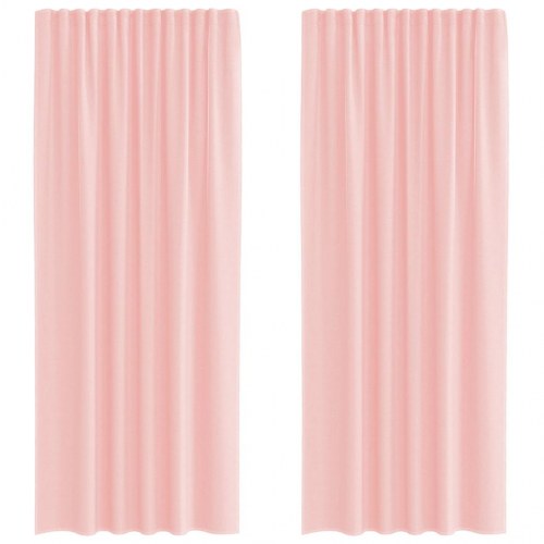 Voile-gardiner med løkker, 2 stk., 140×245 cm - lyserød