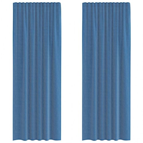 Voile-gardiner med løkker, 2 stk. 140×260 cm - kongeblå