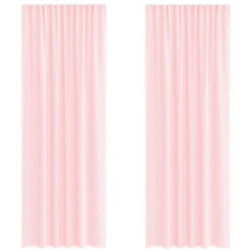 Voile-gardiner med løkker, 2 stk., 140×260 cm - lyserød
