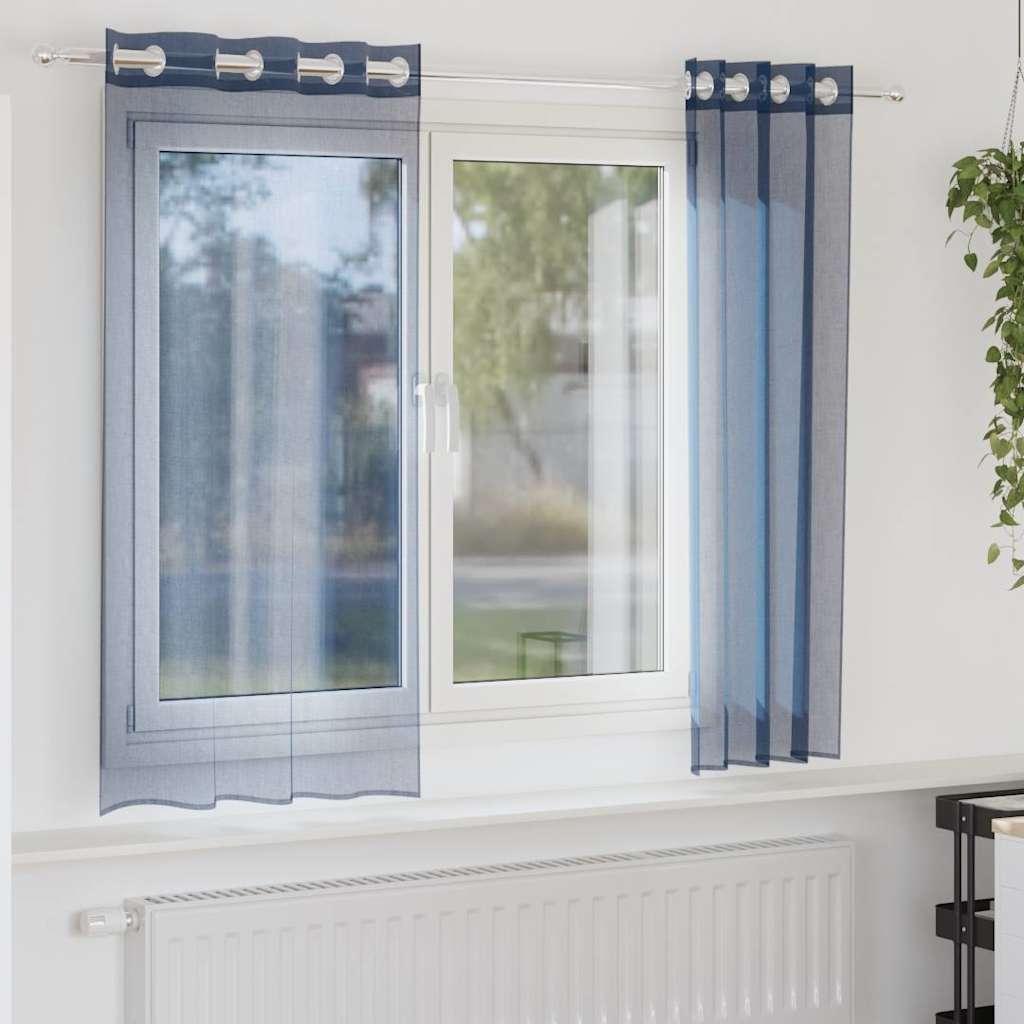 Voile-gardiner med øskner 2 stk. kongeblå