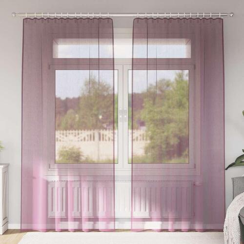 Voile-gardiner med løkker 2 stk. 140x245 cm lilla