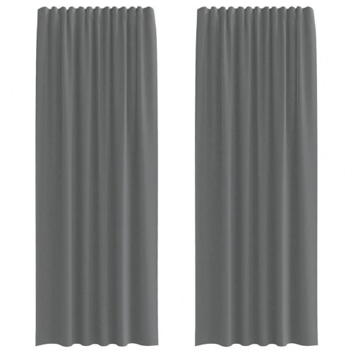 Voile-gardiner med løkker, 2 stk., 140×260 cm - mørkegrå