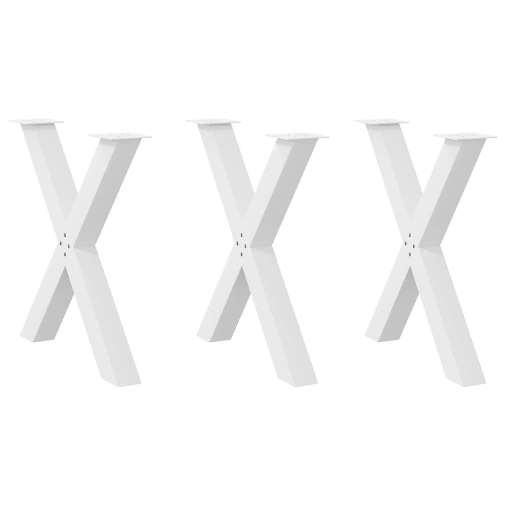 Spisebordsben X-formet 3 stk. hvid 70 x (72-73) cm stål