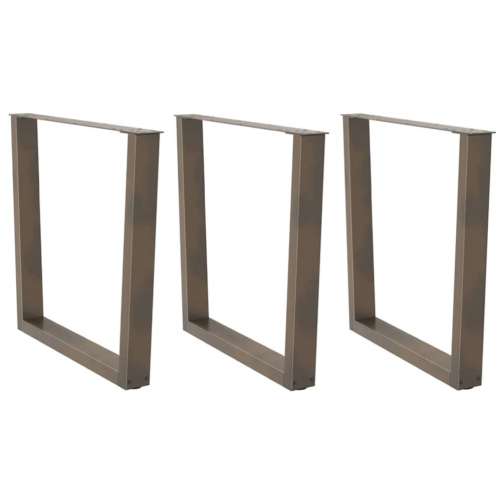 Spisebordsben V-formet 3 stk. naturstål 90 x (72-73,3) cm stål