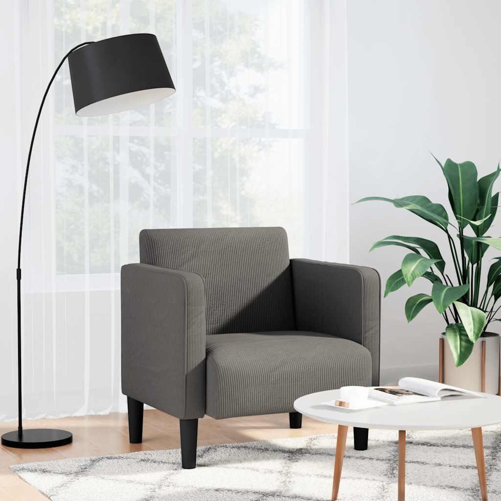 Sofastol Med Armlæn 54 Cm Fløjlsstof Lysegrøn Grå - Lysegrå