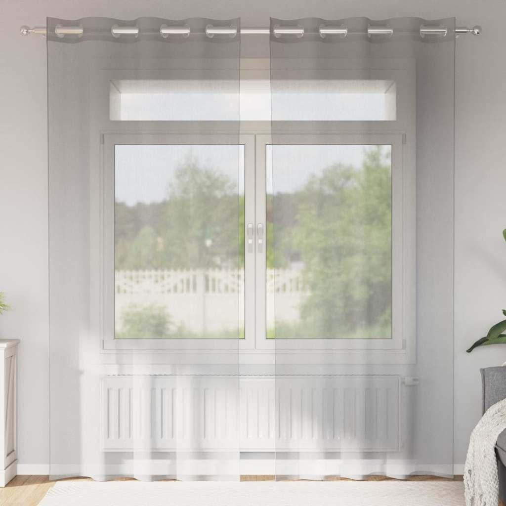 Voile-gardiner med øskner 2 stk. 140x245 cm lysegrå